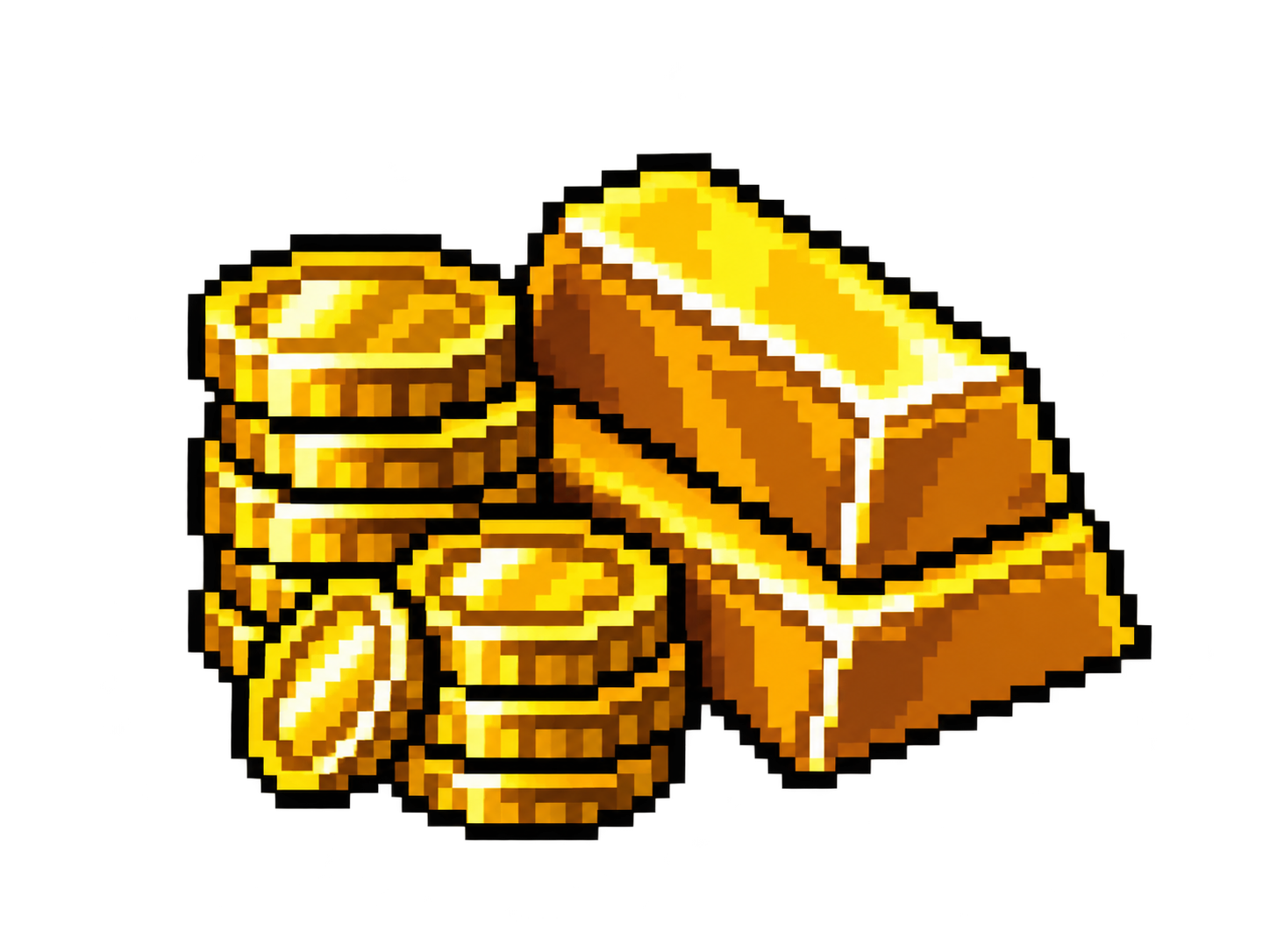 Gold coins and bars